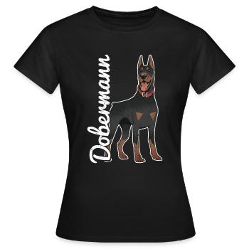 Dobermann Hund Dobermann - Frauen T-Shirt - Schwarz - Vorne - AI Model Female 172 dark (172cm)
