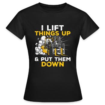 Conducteur de chariot élévateur Opérateur de chariot élévateur élévateur - T-shirt Femme - noir - Devant - AI Model Female 172 dark (172cm)