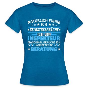 I Talk to Yourself - Inspector Edition - Women's T-Shirt - antique blue sapphire heather - Front - AI Model Female 172 dark (172cm)