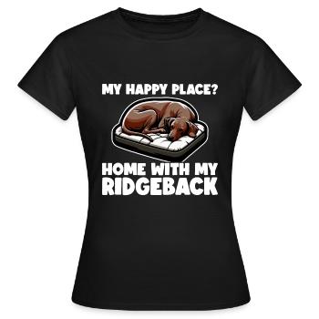 Rhodesian Ridgeback Happy Rhodesian Ridgebacks - T-shirt Femme - noir - Devant - AI Model Female 172 dark (172cm)