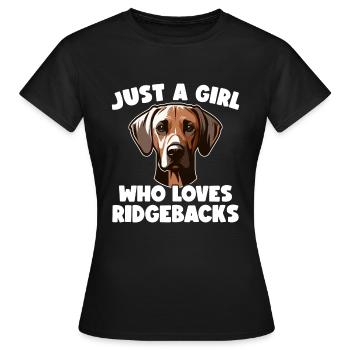 Rhodesian Ridgeback Girl Rhodesian Ridgebacks - T-shirt Femme - noir - Devant - AI Model Female 172 dark (172cm)