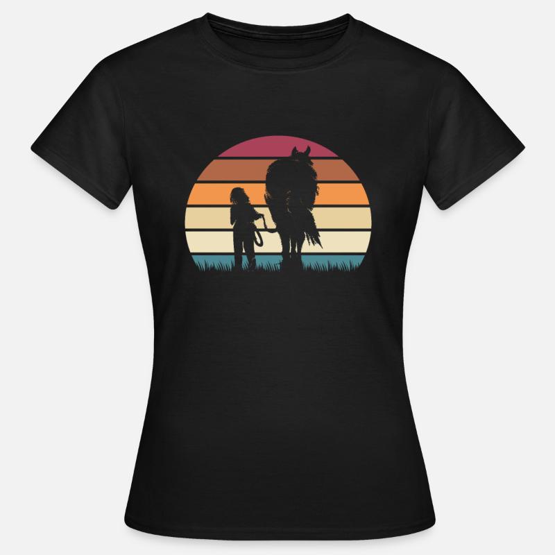Pferd und Mädchen süßes Pferdeshirt - Frauen T-Shirt - Schwarz