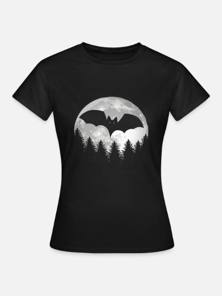 Lustige Fledermaus Vollmond Halloween - Frauen T-Shirt - Schwarz