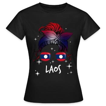 Laos - T-shirt Femme - noir - Devant - AI Model Female 172 dark (172cm)