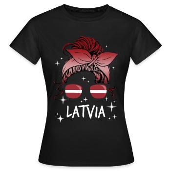 Lettonie - T-shirt Femme - noir - Devant - AI Model Female 172 dark (172cm)