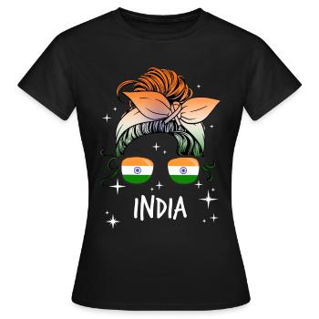 Inde - T-shirt Femme - noir - Devant - AI Model Female 172 dark (172cm)