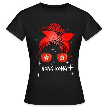 Hongkong - Frauen T-Shirt - Schwarz - Vorne - AI Model Female 172 dark (172cm)