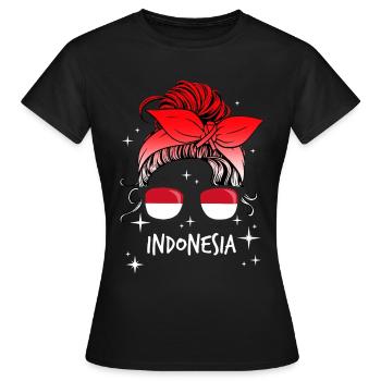 Indonesien - Frauen T-Shirt - Schwarz - Vorne - AI Model Female 172 dark (172cm)