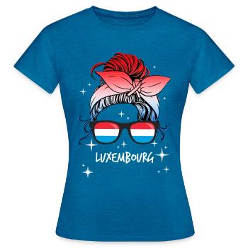 Luxembourg - T-shirt Femme - bleu saphir antique chiné - Devant - AI Model Female 172 dark (172cm)