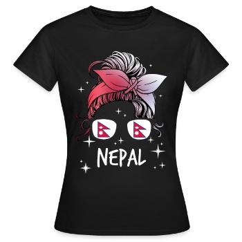 Nepal - Frauen T-Shirt - Schwarz - Vorne - AI Model Female 172 dark (172cm)