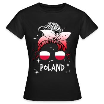 Pologne - T-shirt Femme - noir - Devant - AI Model Female 172 dark (172cm)