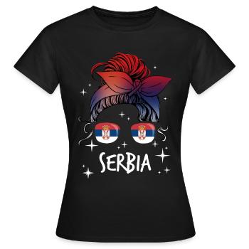 Serbien - Frauen T-Shirt - Schwarz - Vorne - AI Model Female 172 dark (172cm)