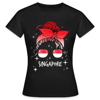 Singapur - Frauen T-Shirt - Schwarz - Vorne - AI Model Female 172 dark (172cm)