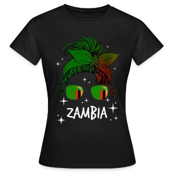 Sambia - Frauen T-Shirt - Schwarz - Vorne - AI Model Female 172 dark (172cm)