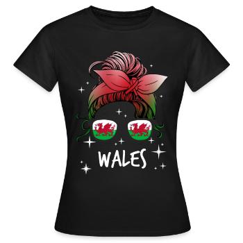 Wales - Women's T-Shirt - black - Front - AI Model Female 172 dark (172cm)