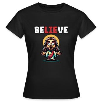 Lustiger Atheist Skeptiker Stolzer Atheist Anti-Religion - Frauen T-Shirt - Schwarz - Vorne - AI Model Female 172 dark (172cm)