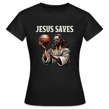 Funny Jump Shot Jesus Christian Basketball Gift - Women's T-Shirt - black - Front - AI Model Female 172 dark (172cm)