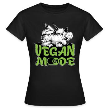 Vegan Mode ON Illustration - Frauen T-Shirt - Schwarz - Vorne - AI Model Female 172 dark (172cm)