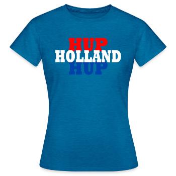 Hup holland hup - Frauen T-Shirt - Antikblaues Saphir meliert - Vorne - AI Model Female 172 dark (172cm)