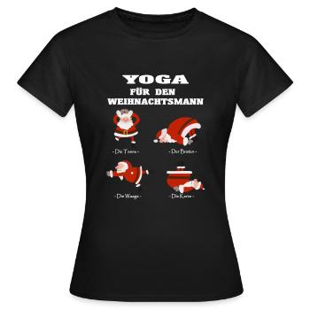 Weihnachtsmann Yoga Lustig Geschenk Weihnachten - Frauen T-Shirt - Schwarz - Vorne - AI Model Female 172 dark (172cm)