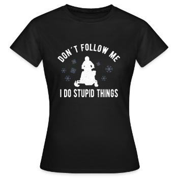 SNOWMOBILING:/ SNOWMOBILE don’t follow me - T-shirt Femme - noir - Devant - AI Model Female 172 dark (172cm)
