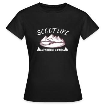 Scout Camping Outdoor : Scout Life - Frauen T-Shirt - Schwarz - Vorne - AI Model Female 172 dark (172cm)