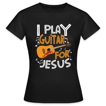 Guitar Player Jesus Guitar Jesus Guitar Player - Frauen T-Shirt - Schwarz - Vorne - AI Model Female 172 dark (172cm)