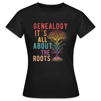 Family Tree Family Historian Genealogy Genealogy - Women's T-Shirt - black - Front - AI Model Female 172 dark (172cm)