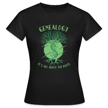 Family Tree Family Historian Genealogy Genealogy - Women's T-Shirt - black - Front - AI Model Female 172 dark (172cm)