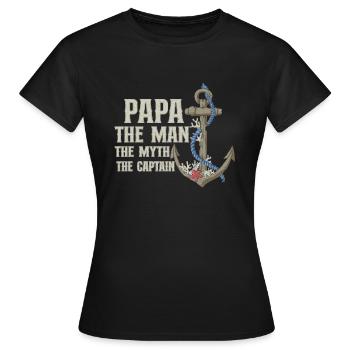 Bateau Papa Capitaine de bateau Ponton Marin Croisière - T-shirt Femme - noir - Devant - AI Model Female 172 dark (172cm)