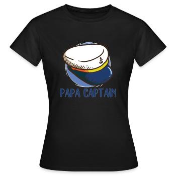 Bateau Papa Capitaine de bateau Ponton Marin Croisière - T-shirt Femme - noir - Devant - AI Model Female 172 dark (172cm)