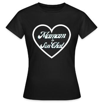 Mom & Her Cat - Women's T-Shirt - black - Front - AI Model Female 172 dark (172cm)