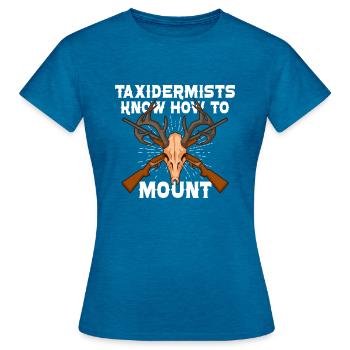 Lustige Tierpräparator taxidermie jagd trophäe - Frauen T-Shirt - Antikblaues Saphir meliert - Vorne - AI Model Female 172 dark (172cm)