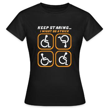 Handicapé Fauteuil roulant Cyborg Jambe Bras Amputé - T-shirt Femme - noir - Devant - AI Model Female 172 dark (172cm)