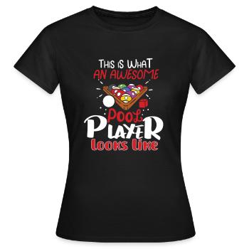 Pool Billiards Cue Sports Professional Pool Player - Frauen T-Shirt - Schwarz - Vorne - AI Model Female 172 dark (172cm)