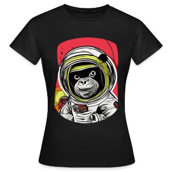 Un singe en combinaison spatiale - T-shirt Femme - noir - Devant - AI Model Female 172 dark (172cm)