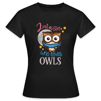 Ugle Sød Ugle Ugle Elsker bare en dreng, der elsker ugler - Dame-T-shirt - sort - Foran - AI Model Female 172 dark (172cm)