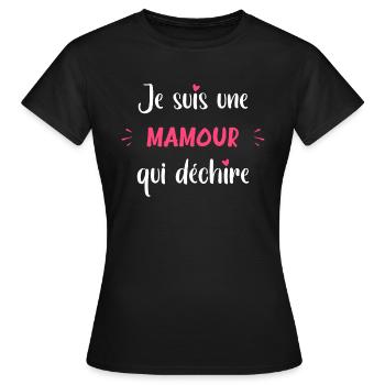 Qui déchire mamour - T-shirt Femme - noir - Devant - AI Model Female 172 dark (172cm)