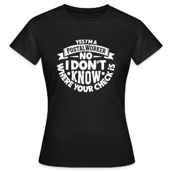 Commis des postes Postlady Postman Post Office - T-shirt Femme - noir - Devant - AI Model Female 172 dark (172cm)