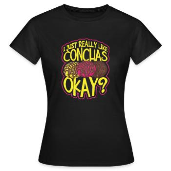 Humour espagnol Conchas Pain mexicain - T-shirt Femme - noir - Devant - AI Model Female 172 dark (172cm)