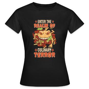 Horror Burgers Fast-Food Halloween Nourriture effrayante Monste - T-shirt Femme - noir - Devant - AI Model Female 172 dark (172cm)
