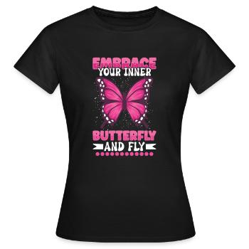 Insecte papillon monarque Monarque Habitat - T-shirt Femme - noir - Devant - AI Model Female 172 dark (172cm)