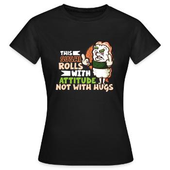 Drôle de sushis malheureux Nourriture japonaise Miso-Malheureux - T-shirt Femme - noir - Devant - AI Model Female 172 dark (172cm)