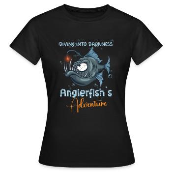 Pêche à la lotte sous l’eau en haute mer - T-shirt Femme - noir - Devant - AI Model Female 172 dark (172cm)