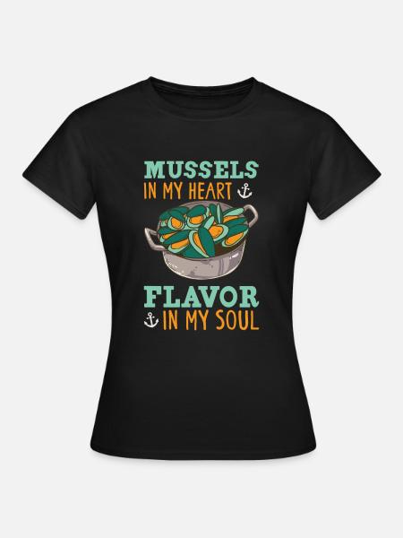 Miesmuscheln Meeresfrüchte Schalentiere - Frauen T-Shirt - Schwarz