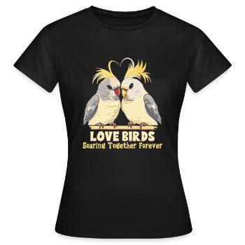 Valentinstag Turteltauben Vogelmotiv Romantisch - Frauen T-Shirt - Schwarz - Vorne - AI Model Female 172 dark (172cm)
