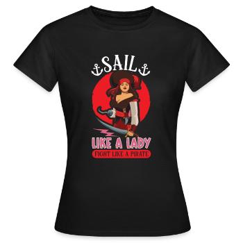 Pirate Bateau Pirate Femme Capitaine Pirate - T-shirt Femme - noir - Devant - AI Model Female 172 dark (172cm)