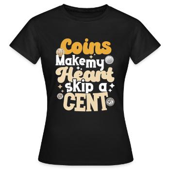 Collection de pièces de monnaie amusante pour les collectionneurs de pièces de monnaie et - T-shirt Femme - noir - Devant - AI Model Female 172 dark (172cm)