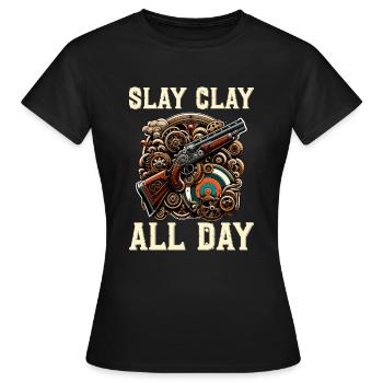 Clay Pigeon Shooting Clay Pigeon Shooting Shooting - Women's T-Shirt - black - Front - AI Model Female 172 dark (172cm)