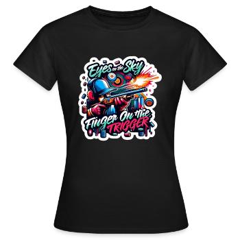 Clay Pigeon Shooting Clay Pigeon Shooting Shooting - Women's T-Shirt - black - Front - AI Model Female 172 dark (172cm)